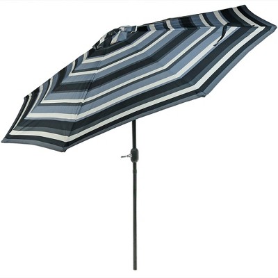 Sunnydaze Outdoor Aluminum Patio Umbrella with Push Button Tilt and Crank - 9' - Catalina Beach Stripe