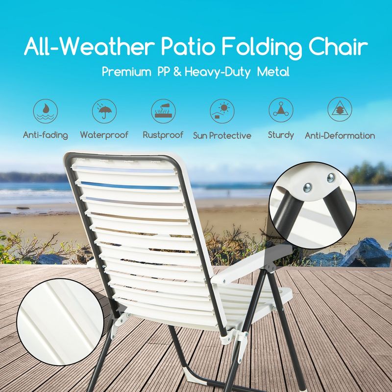 Costway Patio PP Folding Chair Adjustable Reclining 7-Level All-Weather Portable Outdoor, 5 of 10