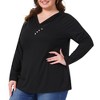 Agnes Orinda Women's Plus Size V Neck Long Sleeve Button Decor Solid Casual Tunic Tops - 2 of 4