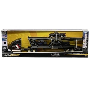 Maisto 1:64 Mack Transporter Open Trailer w/ 1993 Chevrolet 454 SS Pickup – Black - 1 of 3