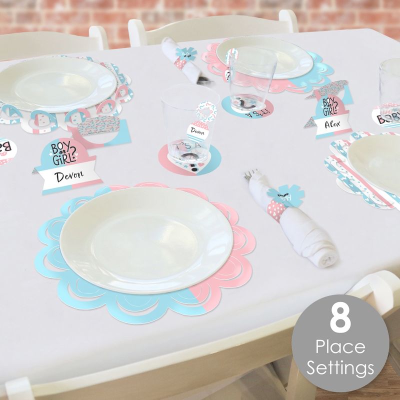 Big Dot of Happiness Baby Gender Reveal - Team Boy or Girl Party Paper Charger and Table Decorations - Chargerific Kit - Place Setting for 8, 2 of 9