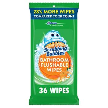 Scrubbing Bubbles Citrus Action Antibacterial Bathroom Flushable Wipes - 36ct