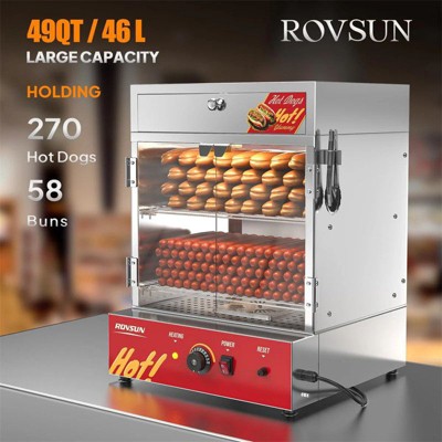 Winado 49 QT 500W 110V 270 Hot Dogs / 58 Buns Hot Dog Steamer
