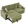 NicBex 80 Inch Corduroy 2 Seat Sofa with Foldable Chaise Longue and Cup Holders for Living Room,Apartment,Office,Green - 2 of 4
