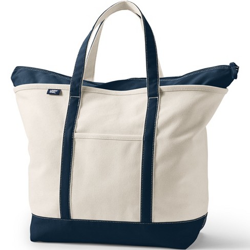 Lands’ End Skier Ski Canvas outlet Tote Shoulder Bag Navy Cream