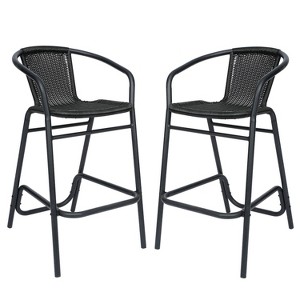 Merrick Lane Set of Two Restaurant Style Barstool with PE Rattan Seat for Indoor/Outdoor Use - 1 of 4