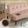 YONWAY Foldable Futon Sofa Bed, Flannel Fabric Back Adjustable Loveseat, with Charging Port, for Living Room,Bedroom,Apartment - 3 of 4
