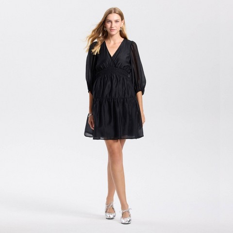 Женские платья A New Day Women's Balloon Long Sleeve Shirring Mini A-Line Dress - A New Day™ Black XS