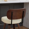 HDZNVF Set of 2 Swivel Bar Stools, 26 inch Upholstered Faux Leather Counter Height Barstools with Walnut Back - 3 of 4