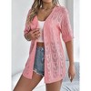 Women's Openwork Short Sleeve Knit Cardigan, Lightweight Cover-Up for Beach & Vacation Sun Protection - 2 of 4