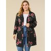 Agnes Orinda Women's Plus Size Lightweight Casual Long Sleeve Floral Soft Knit Cardigans - 2 of 4