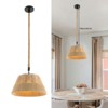 YIYIBYUS 1-Light Wood Rustic Shaded Pendant Light with Woven Hemp Rope Shade - 2 of 4