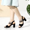 Perphy Women's Open Toe Colorful Elastic Strap Chunky Heel Sandals - 2 of 4