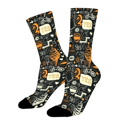 Drink And Food Symbols Women Printed Crew Socks Funny Funky Socks Soft Polyester Novelty Gifts for Artists Men