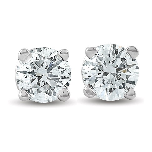 Three-Stone Sparkler Studs | Unique White Diamond Stud Earrings 14K White Gold by Marrow Fine