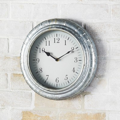 Lakeside Galvanized Metal Wall Clock with Farmhouse Style - Analog 12"