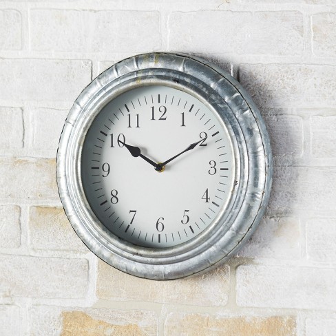 Lakeside Galvanized Metal Wall Clock With Farmhouse Style Og 12 Target - Target Wall Clocks Large