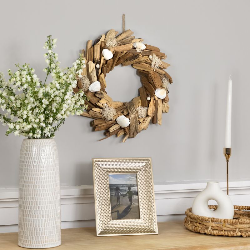 Northlight Natural Driftwood and Seashell Artificial Wreath - 14", 2 of 8