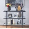 Lifestorey Folio Metal and Glass Sofa Table Black: Mid-Century Modern Entryway Table, Powder-Coated Frame - 4 of 4
