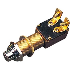 Sea Dog Stamped Brass Push Button Switch, 1" x 5/8", No Cap, Model 420420-1 - 1 of 1