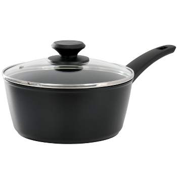 Oster Connelly 2.5 Quart Textured Nonstick Aluminum Saucepan with Lid in Black