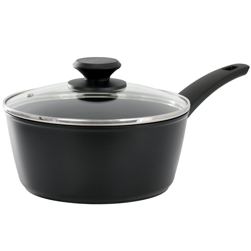 Oster Connelly 2.5 Quart Textured Nonstick Aluminum Saucepan with Lid in Black, 1 of 6