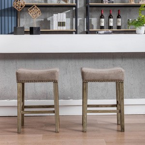 NicBex Set of 2 Bar Stools for Kitchen Island,PU Leather Farmhouse Counter Bar Stools,Bar Chairs for Dining Rooms,Kitchens Islands,Black/Brown/Gray - 1 of 4