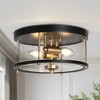 LNC Gudgeonmoni 11-in Trantional Drum Flush Mount Lights,Black and Gold with Seeded Glass Shades - 2 of 4