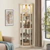 ORRD Lighted Corner Curio Cabinet, Elegant Dark Cherry Glass Display with Built-in Lighting - 2 of 4