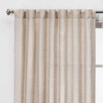 96x52 Slub Texture Stripe Cotton Light Filtering Curtain Linen