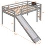 Wood Twin Size Low Loft Bed with Slide, Kids Loft Bed with Chalkboard and Ladder - 2 of 4