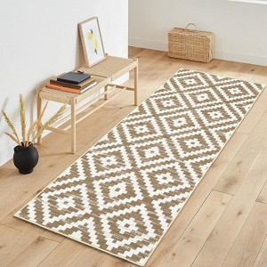 Washable Rug Neutral Bedroom Rug Geometric Trellis Rugs for Living Room Classroom Office Stain Resistant Farmhouse Floor Cover - 1 of 4
