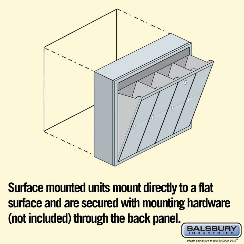 Salsbury Industries Vertical Mailbox - 4 Doors - Aluminum - Surface Mounted - USPS Access, 5 of 6