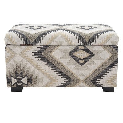 Small Tribal Design Linen Storage Bench with Birch Wood