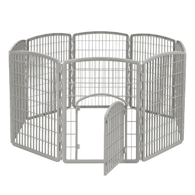 Silver 34"H Plastic 8-Panel Pet Playpen with Door