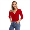 Clearlove Women's Cropped Bolero Cardigan – 3/4 Sleeve V-Neck Basic Classic Casual Button Down Knit Soft Sweater Top - 2 of 4
