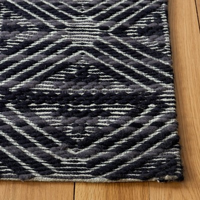 Marbella Black and Ivory Handwoven Wool Area Rug 3' x 5'
