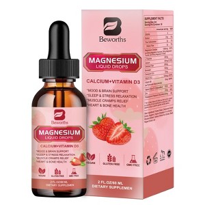 B Beworth Magnesium Glycinate Liquid Supplement with Calcium, Potassium, Vitamin, Zinc - Support Relaxation, Energy and Bowel Health - 2 Fl.oz - 1 of 4