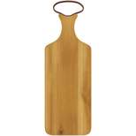 American Atelier Acacia Wood Cutting Board with Leather Handle, 17 x 5.5