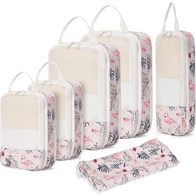 Narwey 6 Set Striped Compression Packing Cubes for Travel Kids Women