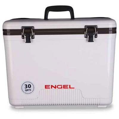 Engel 30-Quart 48 Can Portable Leak-Proof Compact Lightweight Insulated Airtight Hard Drybox Cooler for Fishing, Hunting, and Camping, White