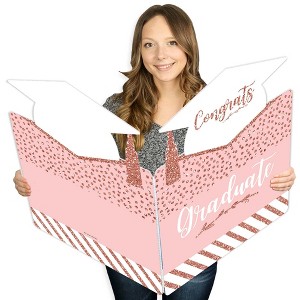 Big Dot of Happiness Rose Gold Grad - Graduation Congratulations Giant Greeting Card - Big Shaped Jumborific Card - 1 of 4