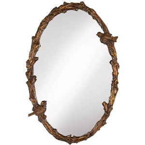 Uttermost Oval Vanity Accent Wall Mirror Rustic Antique Gold Gray Metal Frame 23" Wide for Bathroom Bedroom Living Room Home House - 1 of 1