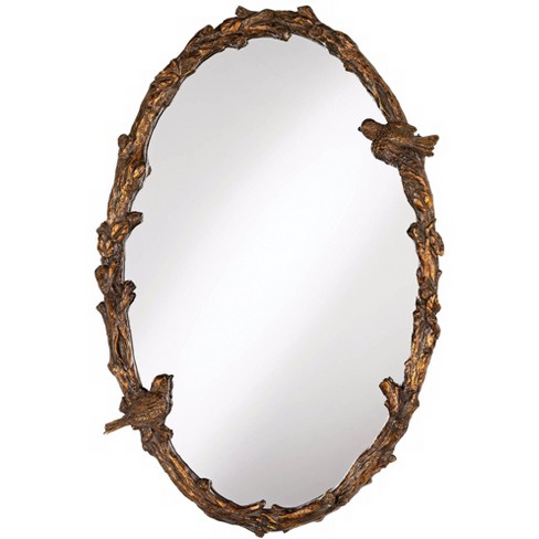 Uttermost Oval Vanity Accent Wall Mirror Rustic Antique Gold Gray Metal Frame 23" Wide for Bathroom Bedroom Living Room Home House - image 1 of 1