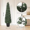 Artificial Boxwood Topiary Trees - Cone Shape Fake Plant with Modern Black Planter, Faux Outdoor Plants for Indoor Front Porch Plants Set of 2 - 3 of 4