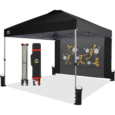 CROWN SHADES 10x10 Pop Up Canopy Tent with Game Netting - One Push Setup Beach Tent - Outdoor Sun Shade for Events, Parties, Camping