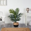 Nearly Natural 4-ft Kentia Palm Artificial Tree in Boho Chic Handmade Cotton & Jute Black Woven Planter - 2 of 4