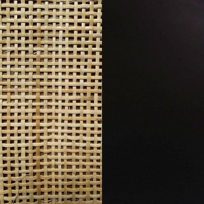 48'' Matte Black Bohemian Media Console with Rattan Accents