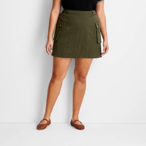 Women's Cargo Mini Skirt - Future Collective Dark Olive Green - 1 of 3