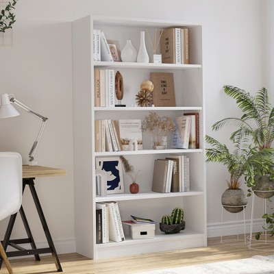 Lycvki 60 inch White Wood 5 Shelf Bookcase